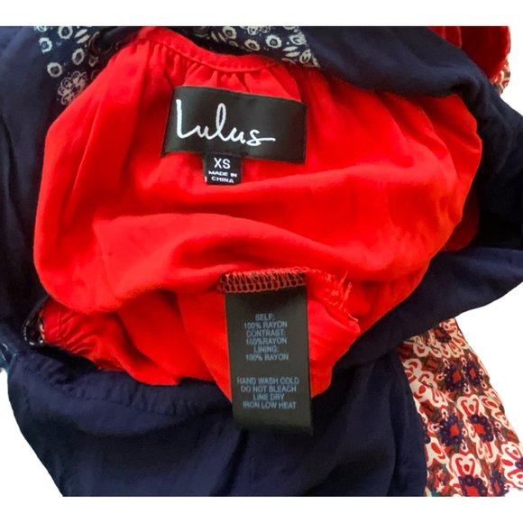 Lulus La Vie en Roses Navy Blue and Red Floral Print Dress Size XS - Picture 8 of 10